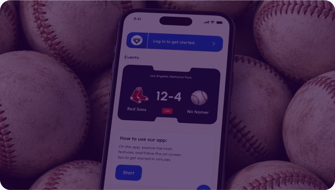 PocketBlue app showing a live baseball score on a phone